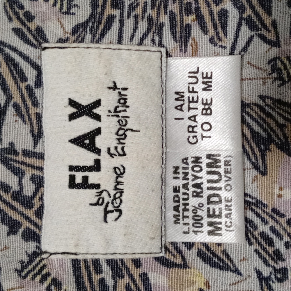 🖤VTG Flax by Jeanne Engelhart🖤 - Black/Tan Floral Print Sleeveless Dress - Picture 4 of 14